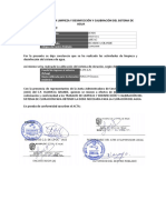 Acta de Realización de La Limpieza y Desinfección y Calibración Del Sistema de Agua