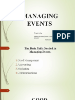 Managing Events: Prepared By: France Marie Ann A. Raguini, MSHM Instructor