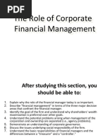 The Role of Corporate Financial Management