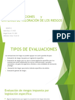 TIPOS DE EVALUACIONES y Cristerios de Riesgos