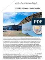 A Full Review of Man City V UEFA CAS Award - Why This Is Not The End of FFP - LawInSport