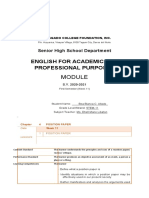 English For Academic and Professional Purposes: Senior High School Department