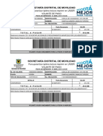 Secretaría Distrital de Movilidad: para Garantizar Óptima Lectura Imprimir en LÁSER Volante de Pago