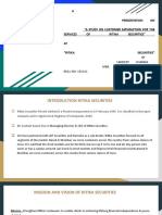 A Presentation ON "A Study On Customer Satisfaction For The Services OF Ritika Securities" AT "Ritika Securities"