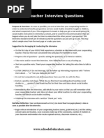 Teacher Interview Questions: Purpose & Overview. As Soon As Possible, You Are To Interview Your Cooperating Teacher in