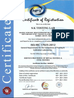 Certificate of Registration: S.K Testing Lab