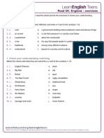 Read UK: England - Exercises: Preparation