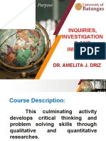 Inquiries, Investigation S and Immersion: Dr. Amelita J. Driz