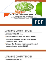 1.MIL 1. Introduction To MIL Part 1 Communication Media Information Technology Literacy and MIL