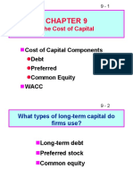 Cost of Capital Components Debt Preferred Common Equity Wacc