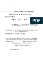 6maddawalabu University College of Business and Economics Departmant of Accounting Tnternal Auditing Practice