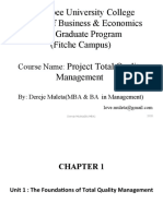 Harambee University College Faculty of Business & Economics Post Graduate Program (Fitche Campus) Project Total Quality Management