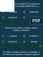 A B C D: Constant Coefficient Exponent Variable