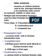 Water Analysis: - Detect The Presence of Coliform Bacteria