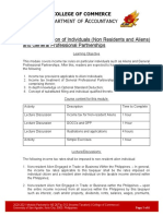 Week 7: Taxation of Individuals (Non Residents and Aliens) and General Professional Partnerships