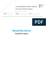 Reactivity Series Worksheet