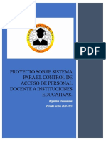 PROYECTO SOBRE SISTEMA PARA EL CONTROL DE ACCESO DE PERSONAL DOCENTE A INSTITUCIONES EDUCATIVAS (Grupo 2)