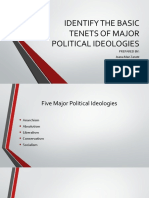 Identify The Basic Tenets of Major Political Ideologies: Prepared By: Joana Mae Zarate Marc Adrian Rabago