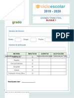 Examen Trimestra Sexto Grado BLOQUE1 2019 2020