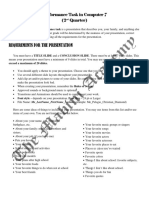 Requirements For The Presentation: Performance Task in Computer 7 (2 Quarter)