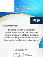 Available Methods/ Procedures For Estimating Evaporation From Open Water