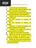 Preguntas Principios de Derecho Administrativo