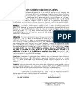 Acta de Recepción de Denuncia Verbal