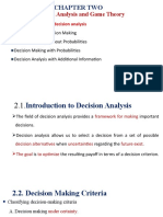 Decision Analysis and Game Theory: Chapter Two