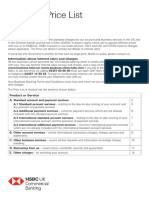 Business Banking Price List