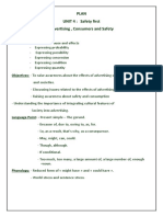 Plan UNIT 4: Safety First Advertising, Consumers and Safety