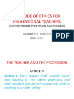 Lesson 8-The Code of Ethics For Professional Teachers (HisHer Person, Profession and Business)