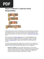 Steps To Effective Corporate Social Responsibility