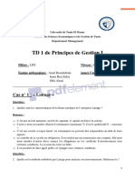 TD 1 de Principes de Gestion I: Cas N° 1: Laitage