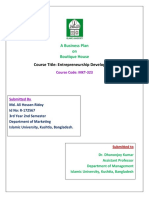 Course Title: Entrepreneurship Development: A Business Plan On Boutique House