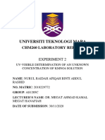 EXP2 UV-Visible Deteermination of An Unknown Concentration of Kmno4 Solution PDF