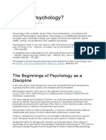 What Is Psychology?: The Beginnings of Psychology As A Discipline