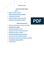 Matriz Curricular Mestrado em Segurança Publica e Cidadania