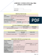 Bradbury Consulting Sdn. Bhd. Application Form: Ersonal Articulars