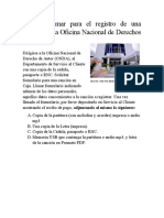 Pasos A Tomar para El Registro de Una Canción en La Oficina Nacional de Derechos de Autor