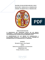 La Importancia Del Periodismo Digital de Los Medios Cusqueños y Su Relación Con El Consumo de Información en Los Ciudadanos Del Distrito de San Jeronimo-Cusco