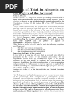 Effects of Trial in Absentia On The Right of The Accused