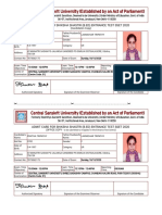 (Candidate's Copy) : To Be Submitted To Invigilator in The Entrance Test Centre