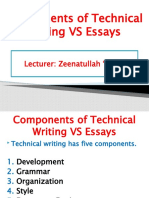 Components of Technical Writing VS Essays: Lecturer: Zeenatullah " Sail "