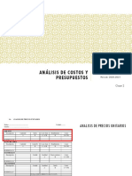 Analisis de Costos y Presupuestos - Clase 2 - Cii2021