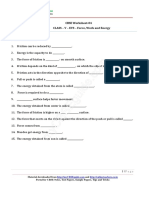 CBSE Worksheet-04 CLASS - V - EVS - Force, Work and Energy