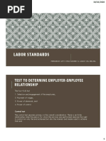 Labor Standards: Test To Determine Employer-Employee Relationship