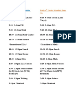 Daily 4th Grade Schedule 2021