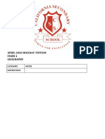 April 2020 Holiday Tuition Form 4 Geography: Category Notes Instruction