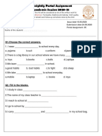 Fortnightly Portal Assignment Academic Session 2020-21: Q1.Choose The Correct Answers