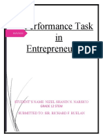 Performance Task in Entrepreneurship